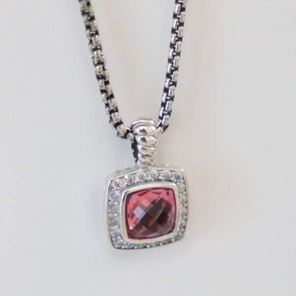 David Yurman Sterling Silver 7mm Albion 18" Necklace Tourmaline with Diamonds - Picture 3 of 7
